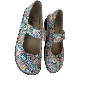 Alegria Paloma Mary Jane Women 38 Multi Color Excellent Mosaic Tile Leather Clog